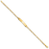 14k Polished Solid Chain/Solid Plate Figaro Link 24.5x4.8mm Plate 7 inch ID Bracelet